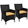 Cascade Charcoal Wicker Cushioned Patio Armchair Set of 2