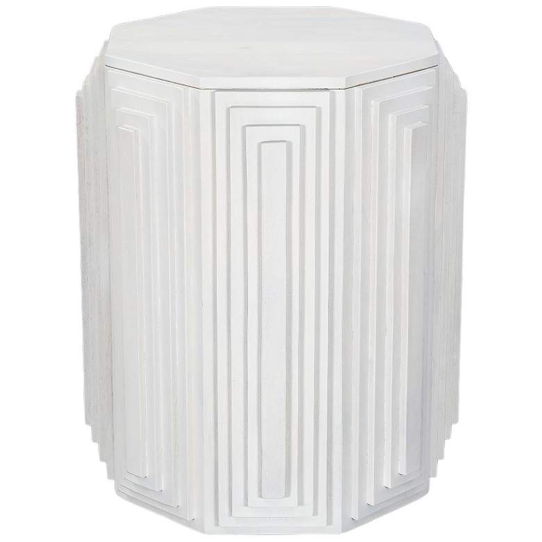 Image 1 Cascade Falls 22"x26" Geo Design Octagonal Side Table - Whitewash