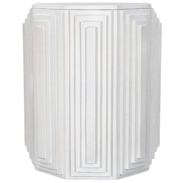 Image 2 Cascade Falls 22"x26" Geo Design Octagonal Side Table - Whitewash more views