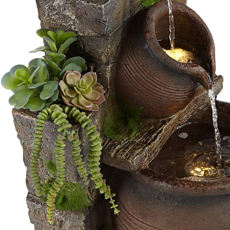 Image 5 Cascading 39 1/4" High Four Jug Fountain with LED light more views