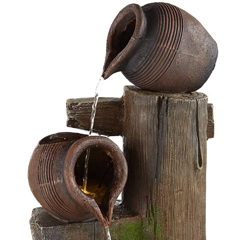 Image 6 Cascading 39 1/4" High Four Jug Fountain with LED light more views