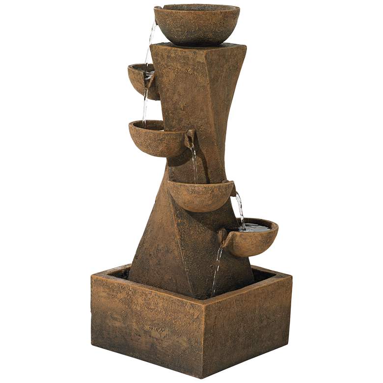 Image 3 Cascading Bowls 27 1/2 inch High Modern Fountain with LED Light