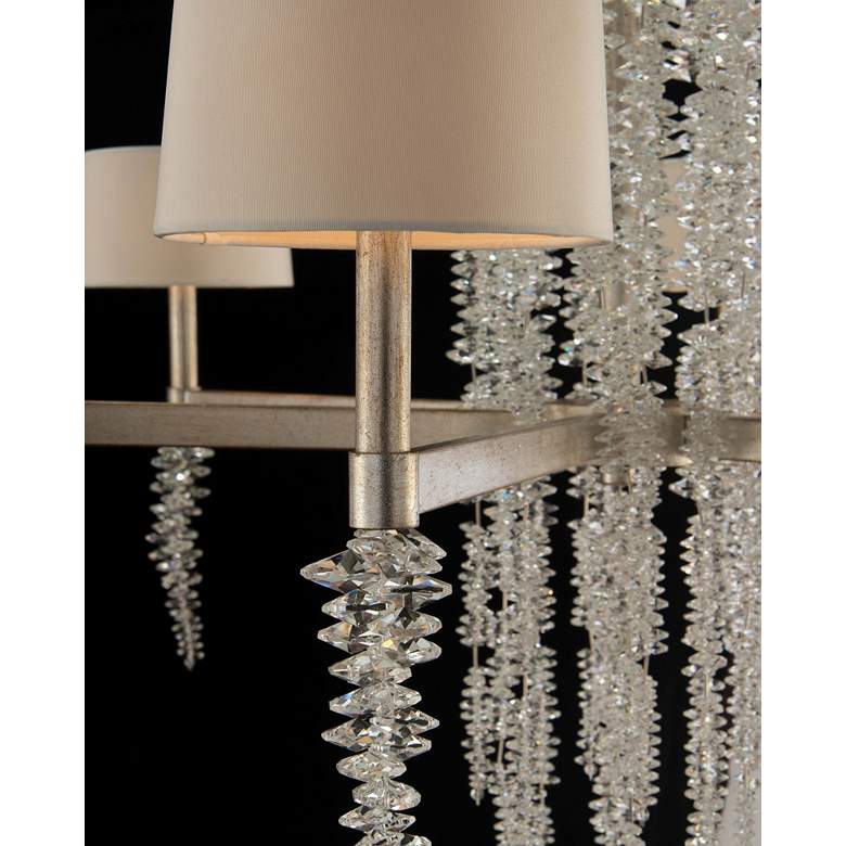 Image 2 Cascading Crystal Waterfall 43 1/2 inchW Silver 6-Lt Chandelier more views