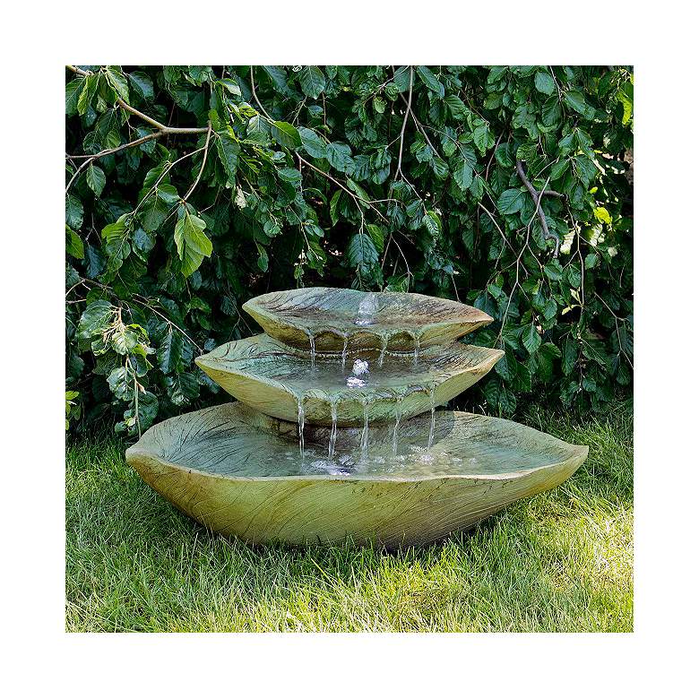 Image 1 Cascading Leaf 15" High Relic Sargasso LED Outdoor Fountain