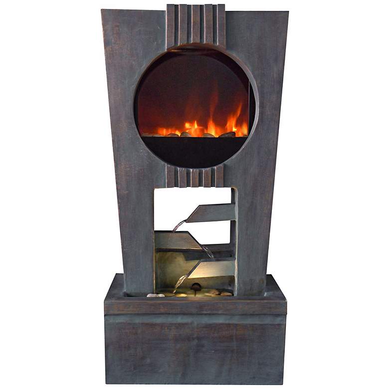 Image 1 Cascading Outdoor LED Fireplace Fountain