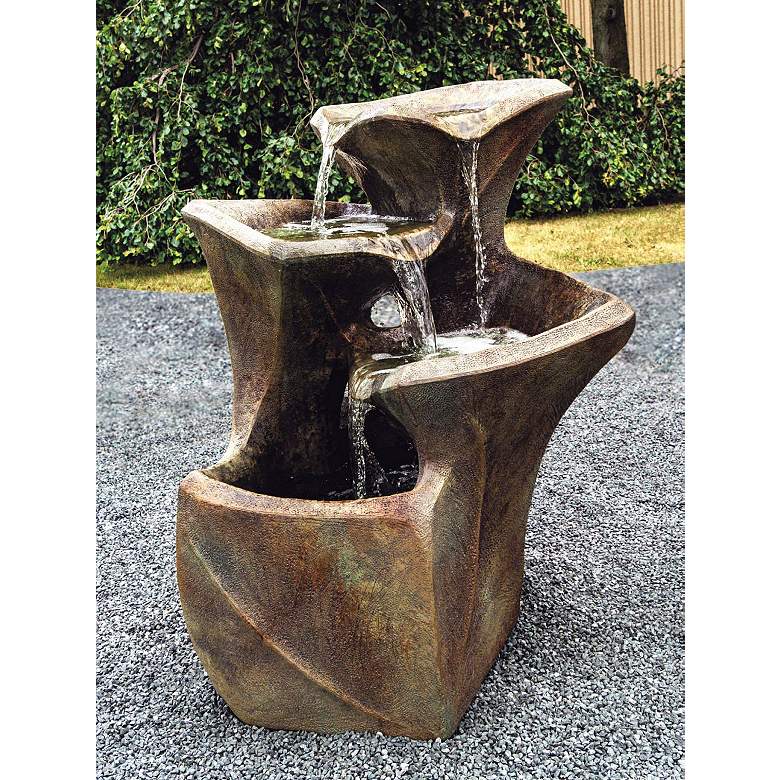Image 1 Cascading Pools 40 inch High Relic Nebbia LED Outdoor Fountain