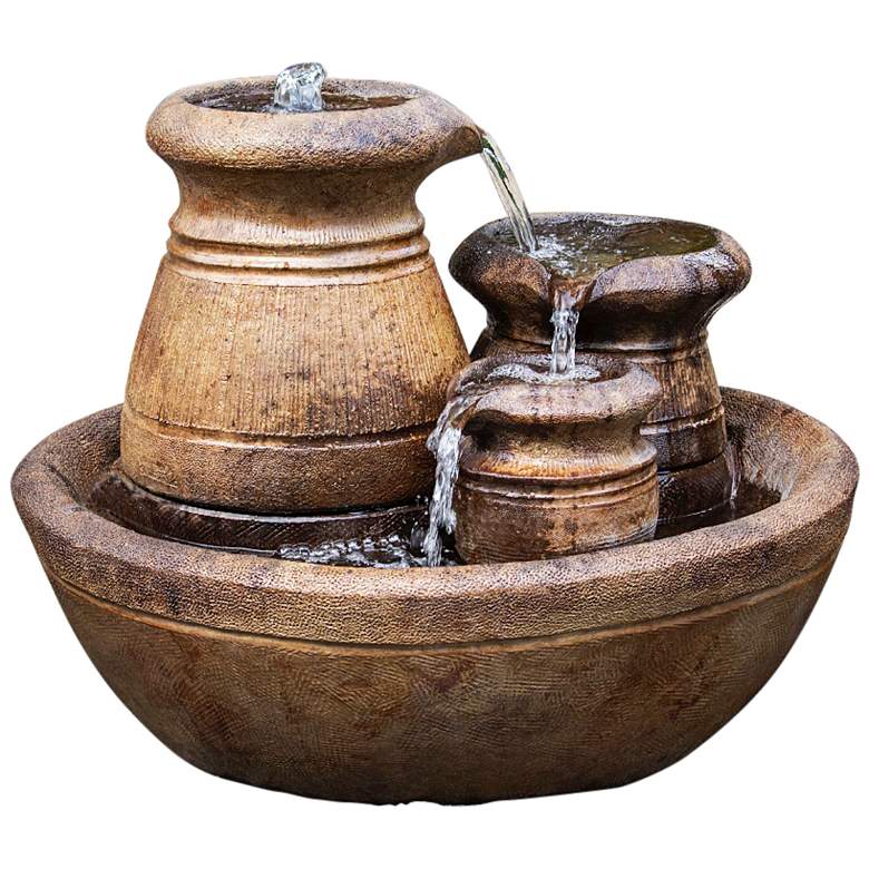Image 2 Cascading Urns 26 1/2" High Relic Lava LED Outdoor Fountain