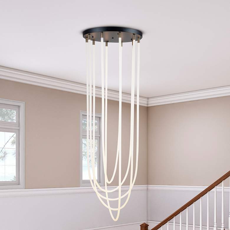 Image 1 Cascata 15.4" Wide 5.Light Black And Brushed Brass Chandelier