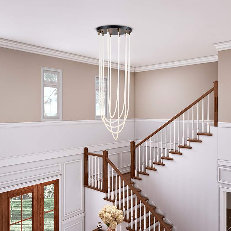 Image 5 Cascata 15.4" Wide 5.Light Black And Brushed Brass Chandelier more views
