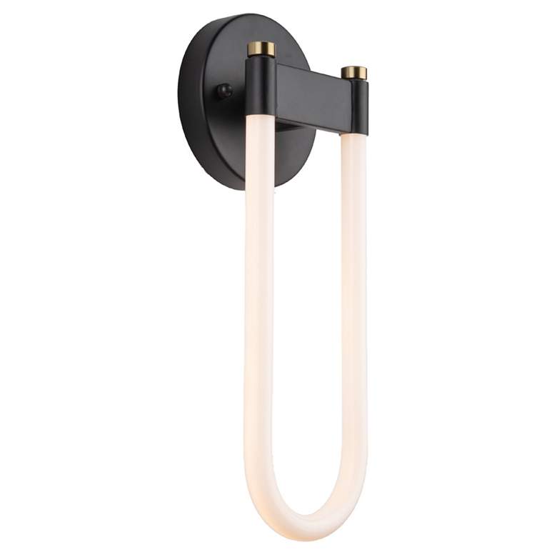 Image 1 Cascata 17.25" High Black And Brushed Brass Wall Sconce