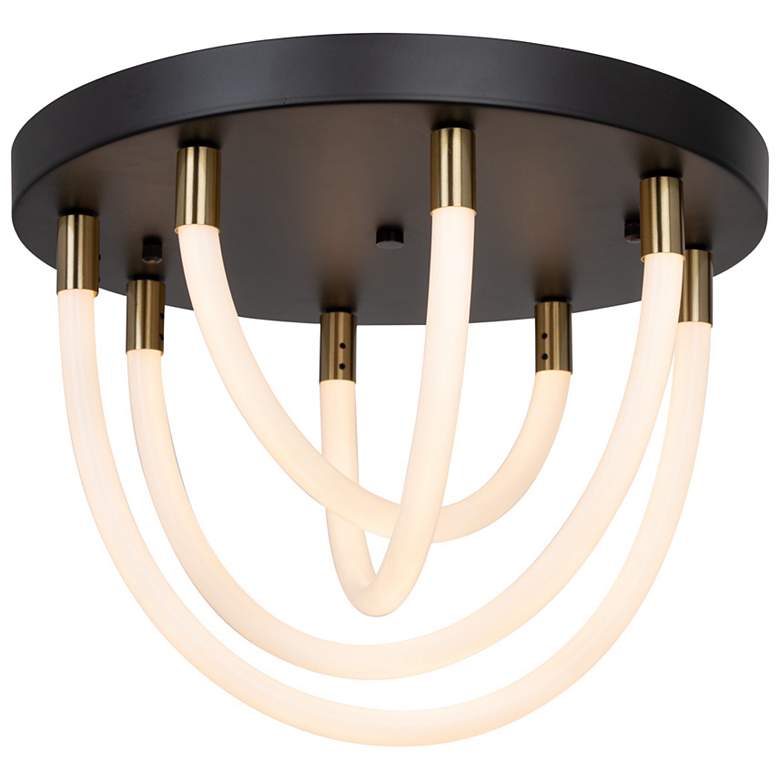 Image 2 Cascata 21" Wide Black And Brushed Brass Semi-Flush Mount