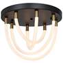 2_Cascata 21" Wide Black And Brushed Brass Semi-Flush Mount
