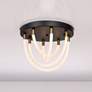 1_Cascata 21" Wide Black And Brushed Brass Semi-Flush Mount