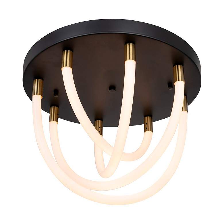 Image 3 Cascata 21" Wide Black And Brushed Brass Semi-Flush Mount more views