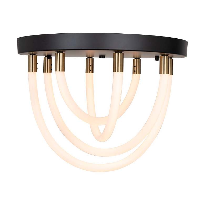 Image 4 Cascata 21" Wide Black And Brushed Brass Semi-Flush Mount more views