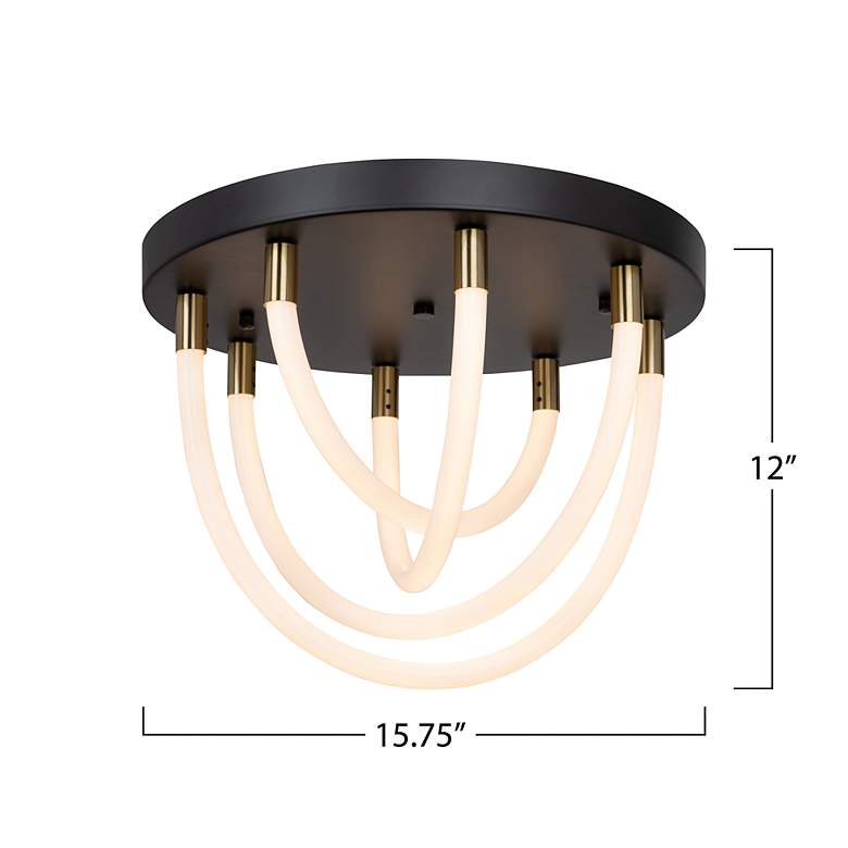 Image 6 Cascata 21" Wide Black And Brushed Brass Semi-Flush Mount more views