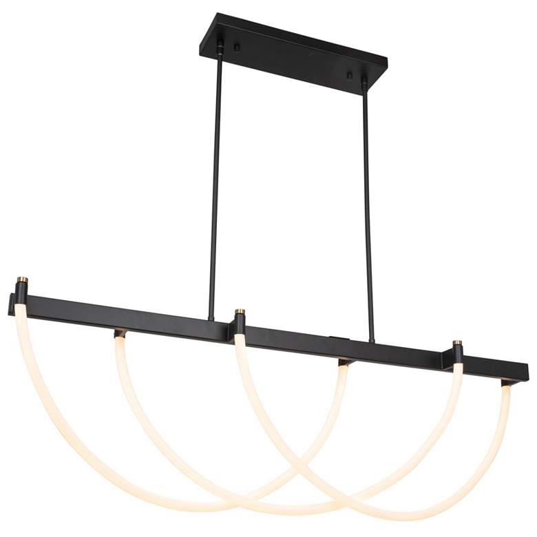 Image 1 Cascata 26" Wide 3.Light Black And Brushed Brass Island Light