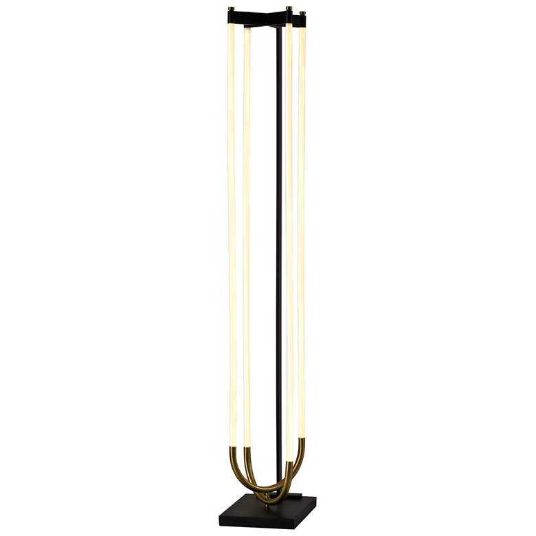 Image 1 Cascata 64.96" High Black, Brushed Brass Floor Lamp w/ N/A Shade