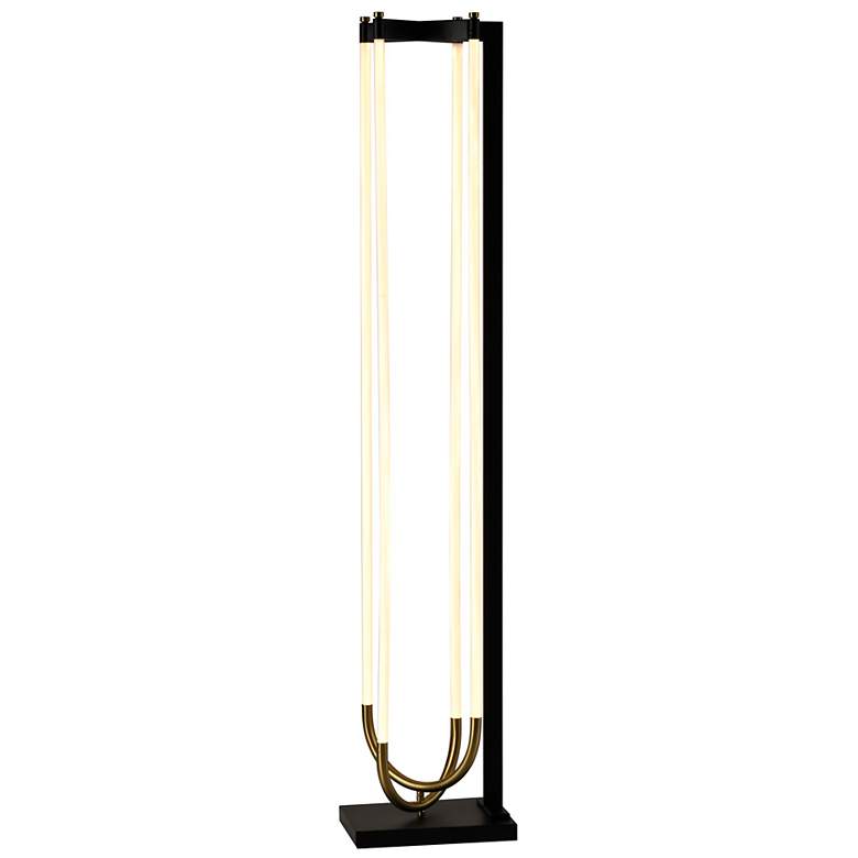 Image 4 Cascata 64.96" High Black, Brushed Brass Floor Lamp w/ N/A Shade more views