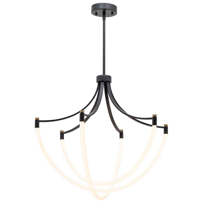 Image 1 Cascata 7.9" Wide 3.Light Black And Brushed Brass Chandelier