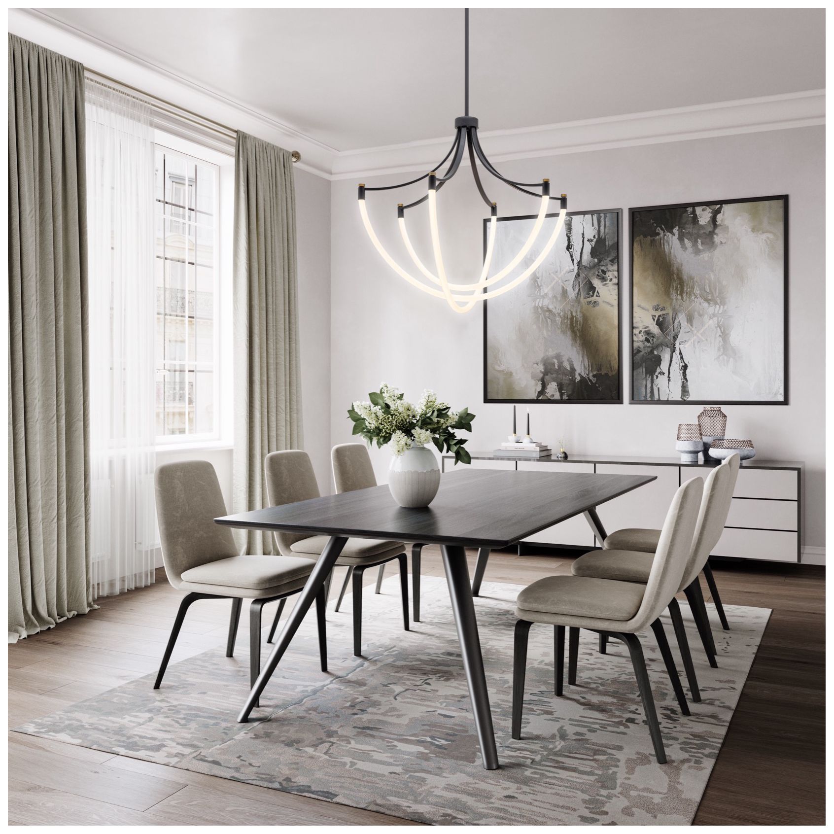 Image 2 Cascata 7.9" Wide 3.Light Black And Brushed Brass Chandelier more views