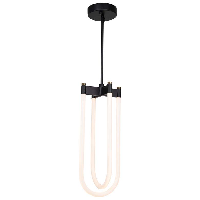 Image 1 Cascata 8" Wide 2.Light Black And Brushed Brass Pendant