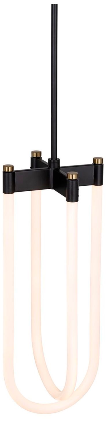 Image 3 Cascata 8" Wide 2.Light Black And Brushed Brass Pendant more views