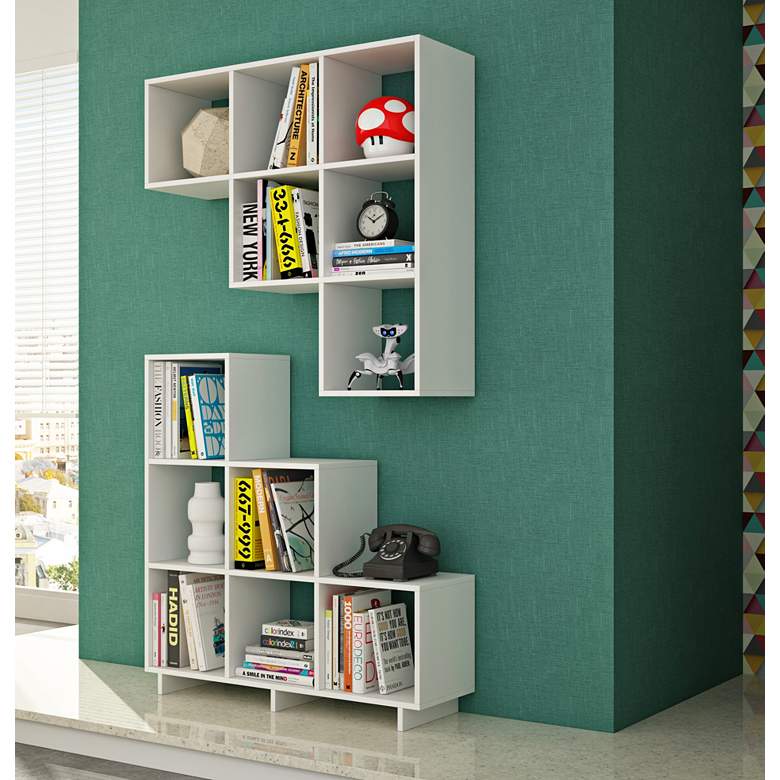 Image 1 Cascavel 36 1/4 inch White Modern Cubby Bookcases - Set of 2