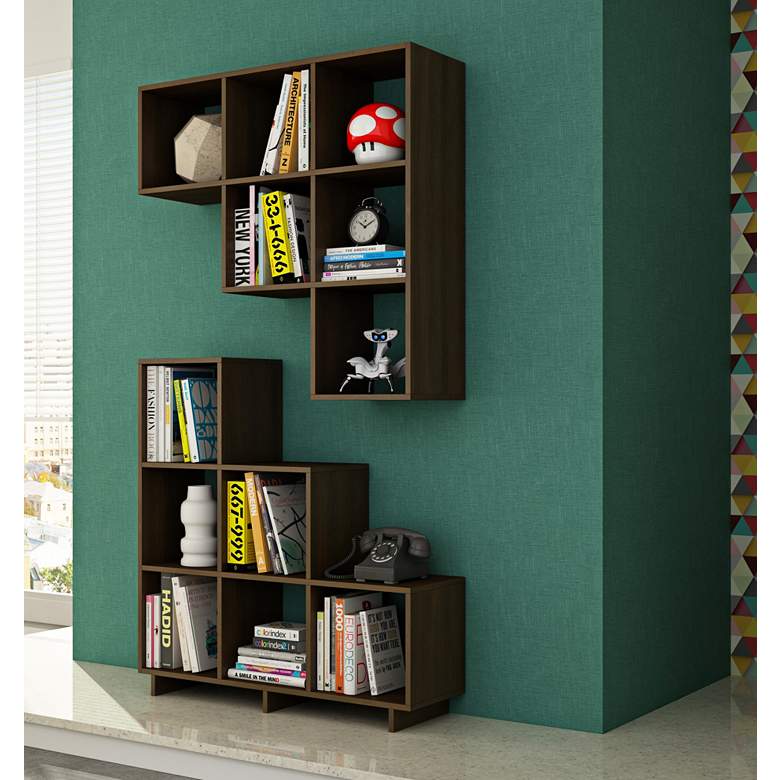 Image 1 Cascavel 36 1/4 inch Wide Tobacco Modern Bookcases - Set of 2