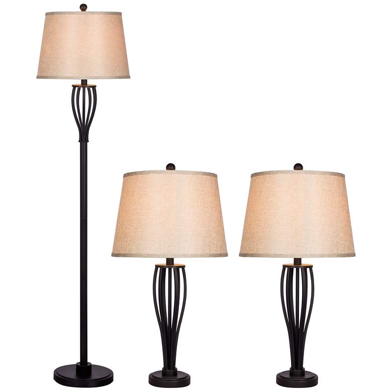 Image 1 Caselli Oil Rubbed Bronze 3-Piece Floor and Table Lamp Set