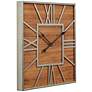 Caser Silver Metal and Brown Wood 23 1/2" Square Wall Clock