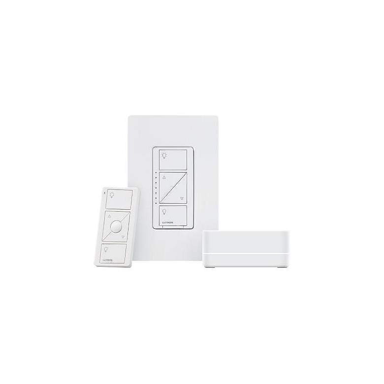 Image 1 Caseta White Wireless Dimmer Kit with Bridge