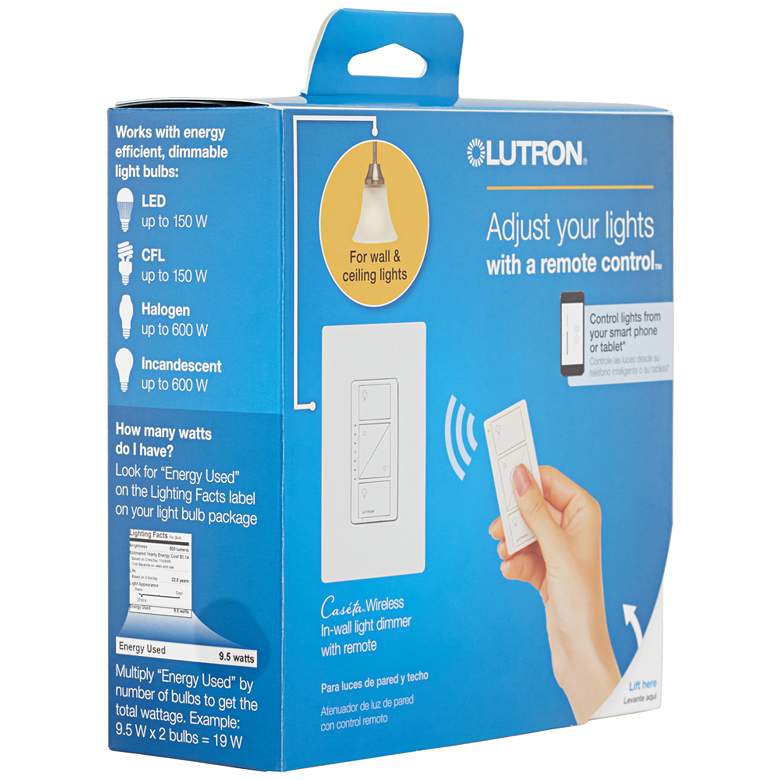 Image 3 Caseta White Wireless Remote In-Wall Light Dimmer Kit more views