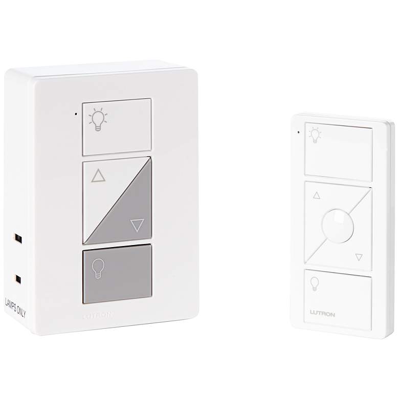 Image 1 Caseta White Wireless Remote Plug-In Lamp Dimmer Kit