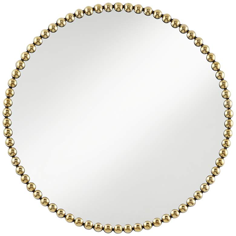 Image 2 Caseves Shiny Gold 31 1/2 inch Round Framed Wall Mirror