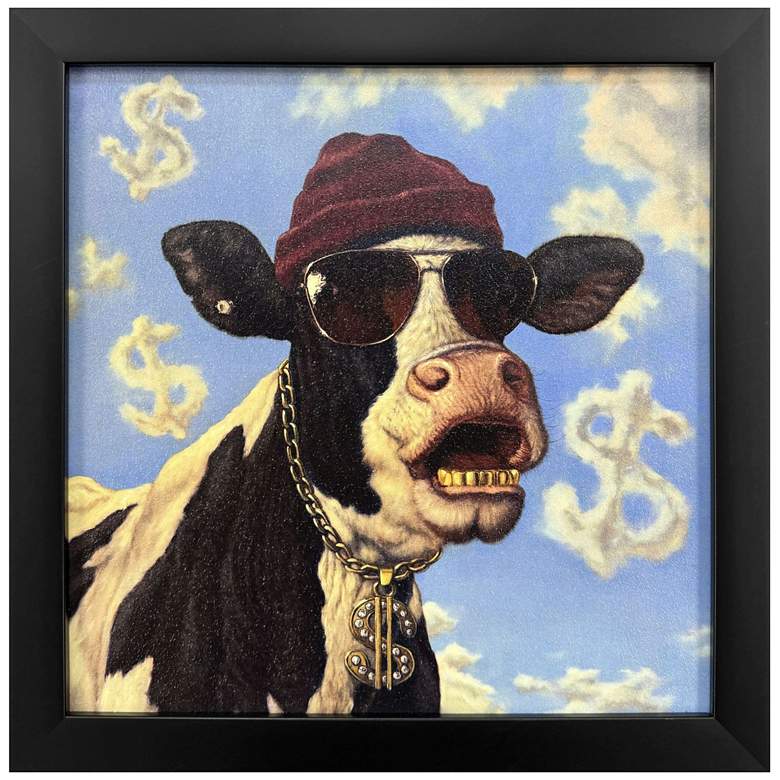 Image 1 Cash Cow 11"W x 11"H Non-Glass Framed Art
