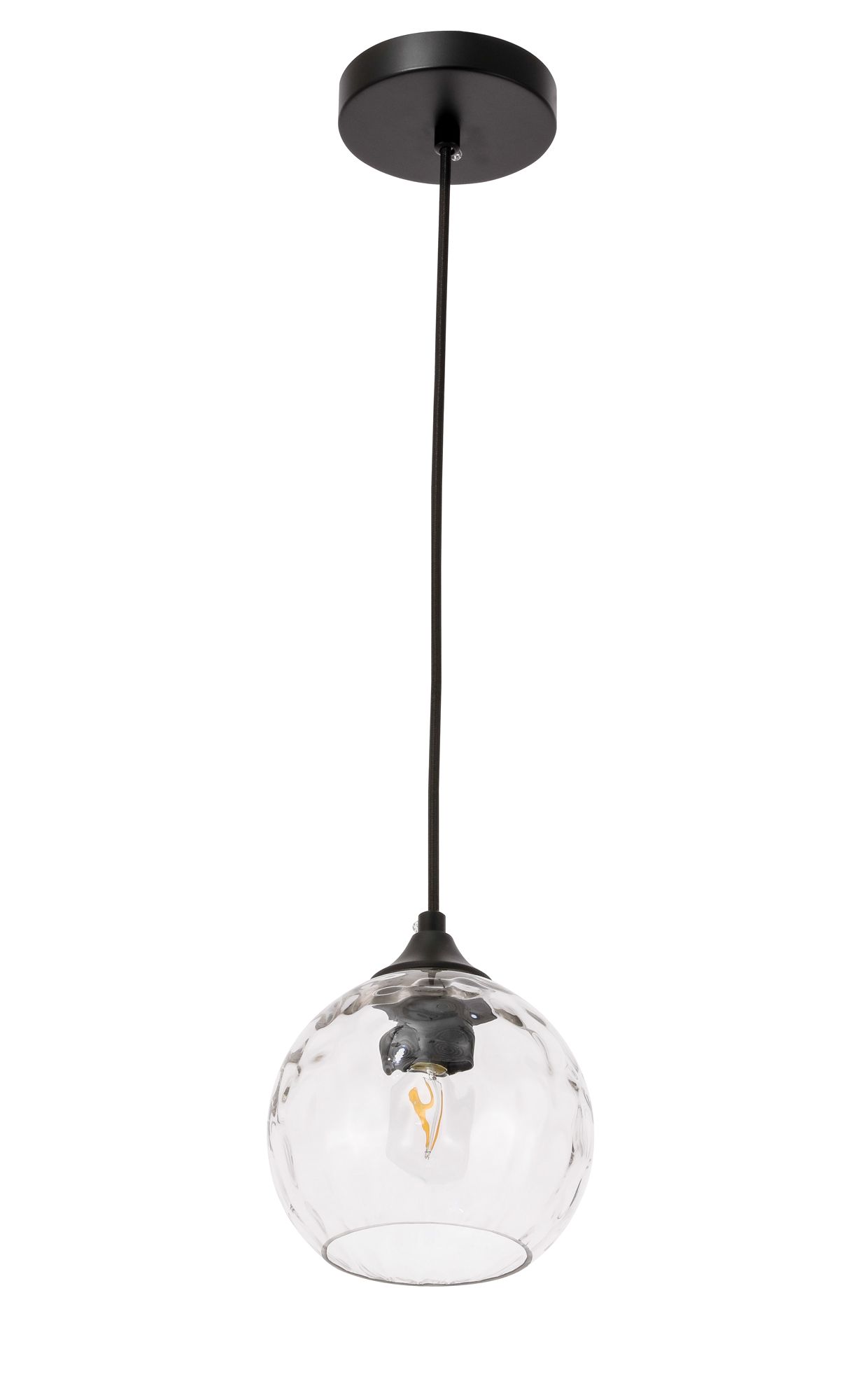 Cashel 1 Lt Black And Clear Glass Pendant