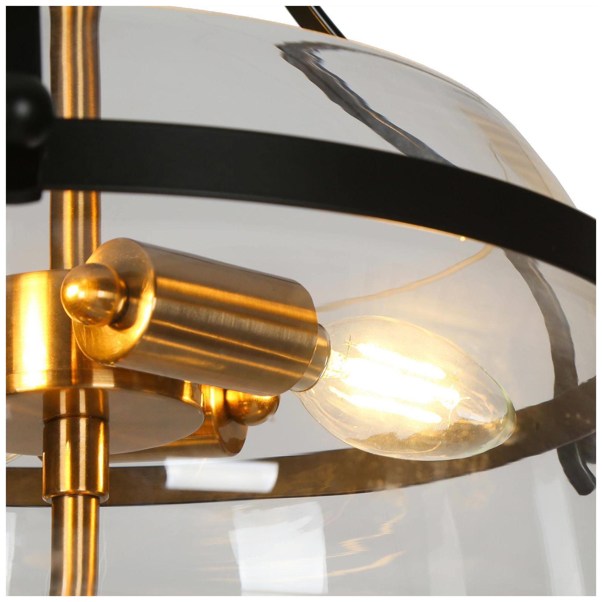Image 4 Cask 13.3"W Modern Brass 3-Light Drum Glass Semi-flush Mount more views
