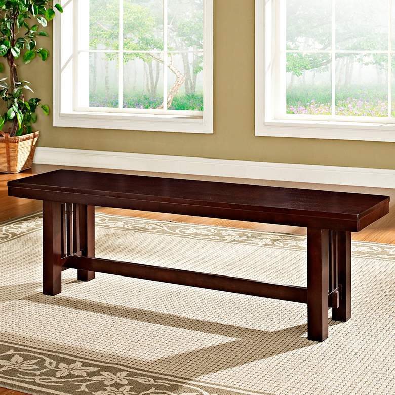Image 1 Cask 60 inch Wide Mission Style Cappuccino Wood Bench
