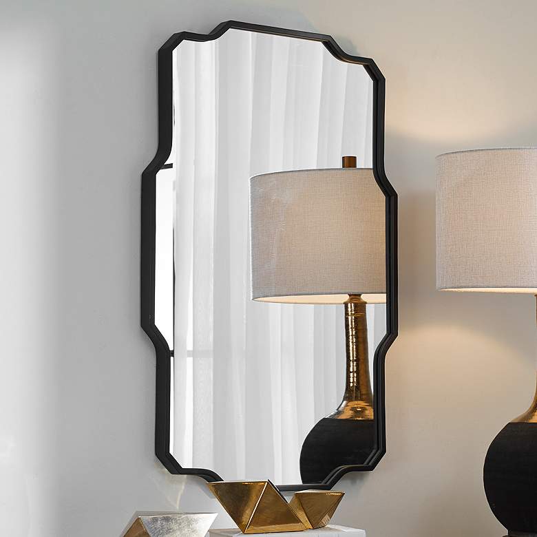 Image 1 Casmus Matte Black 24 inch x 35 1/2 inch Rectangular Wall Mirror