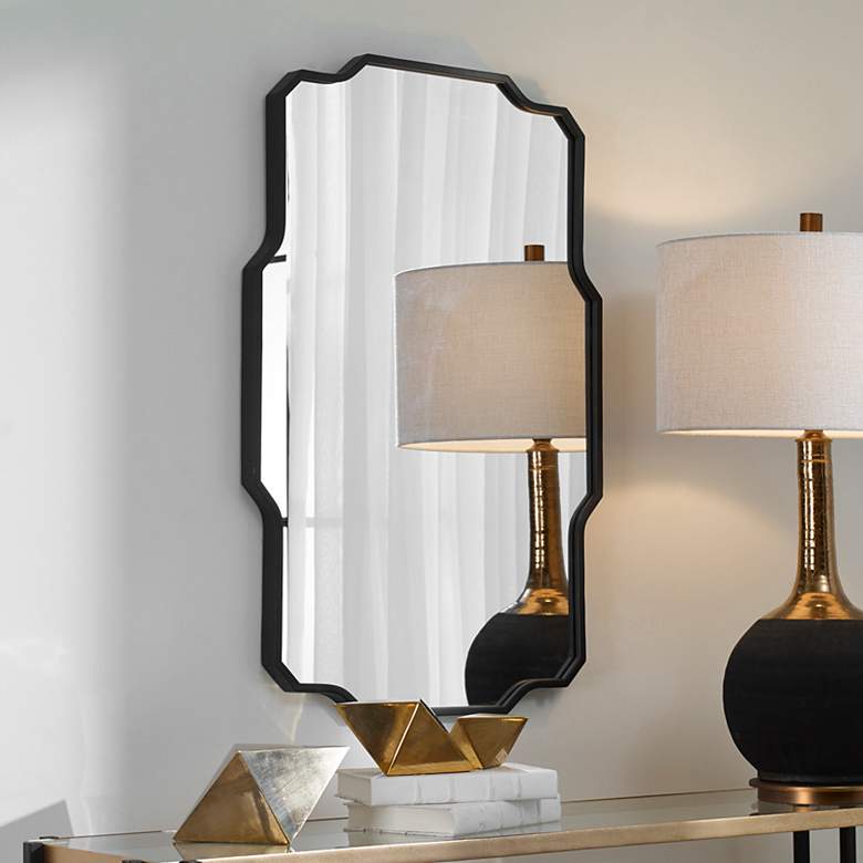 Image 1 Casmus Matte Black 24 inch x 35 1/2 inch Rectangular Wall Mirror