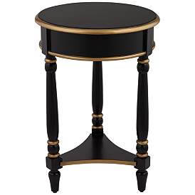 Image2 of Cason 18 1/4" Wide Black and Gold Round Side Table