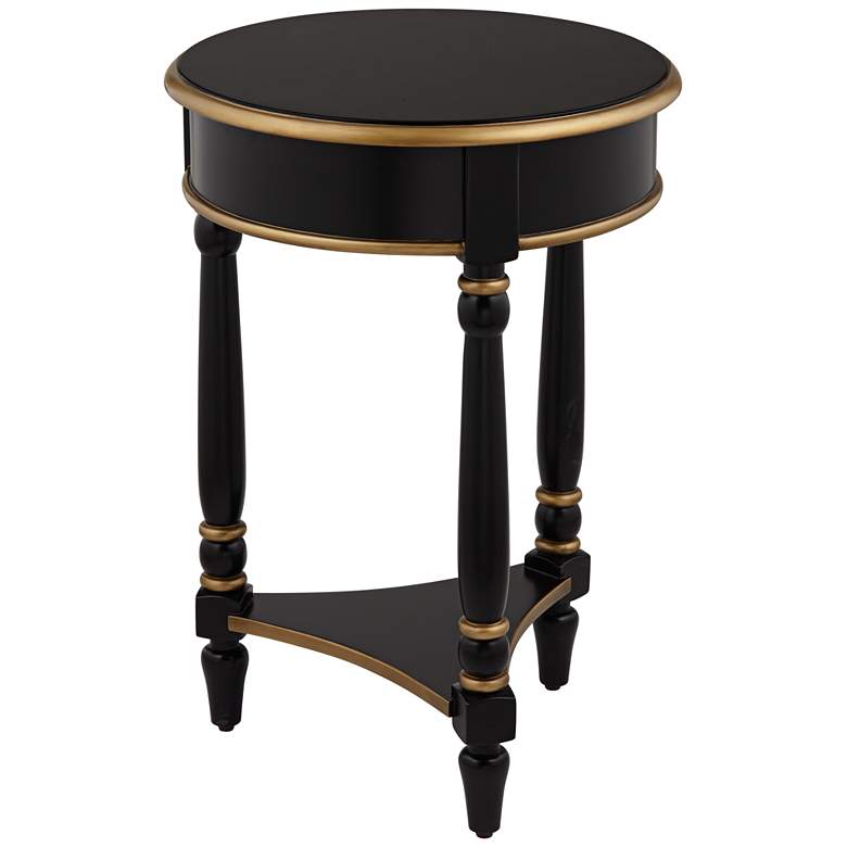 Image 7 Cason 18 1/4" Wide Black and Gold Round Side Table more views