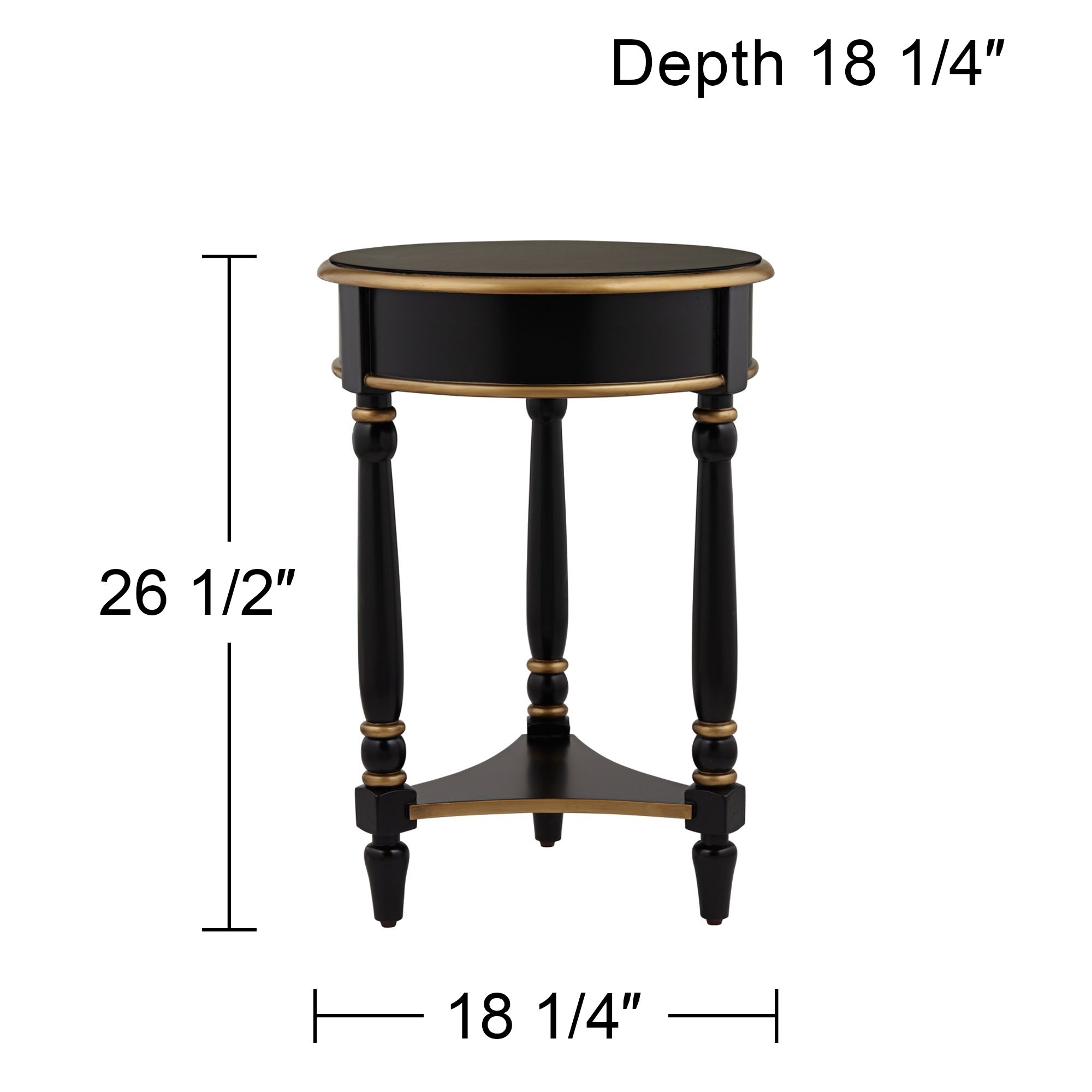 Cason 18 1/4" Wide Black and Gold Round Side Table