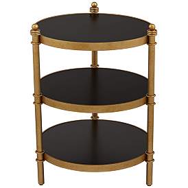 Image2 of Cason 18 3/4" Wide Black and Gold Round 3-Tier Side Table