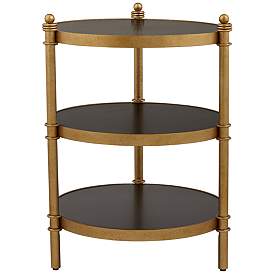 Image5 of Cason 18 3/4" Wide Black and Gold Round 3-Tier Side Table more views