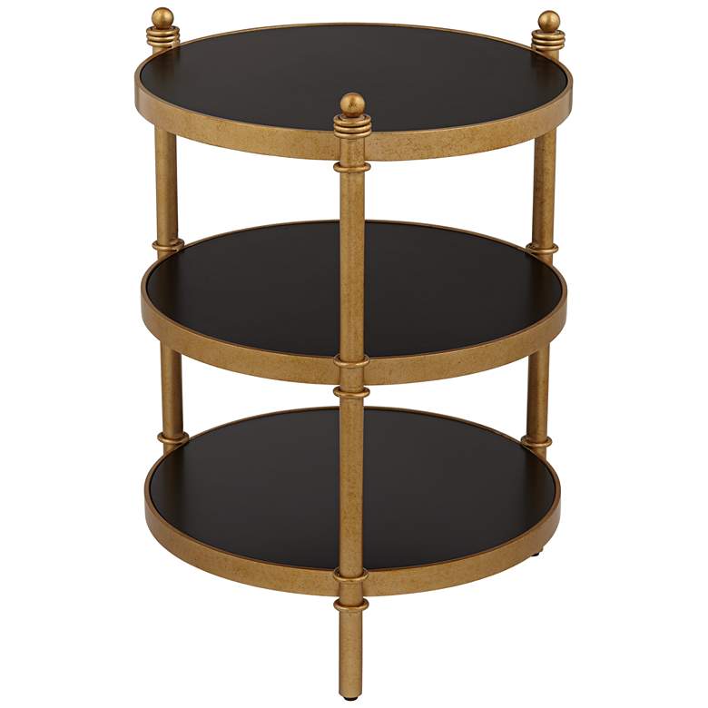 Image 6 Cason 18 3/4" Wide Black and Gold Round 3-Tier Side Table more views
