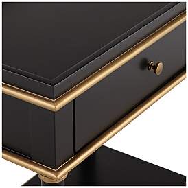 Image3 of Cason 24" Wide Black and Gold Rectangular Side Table with Drawer more views