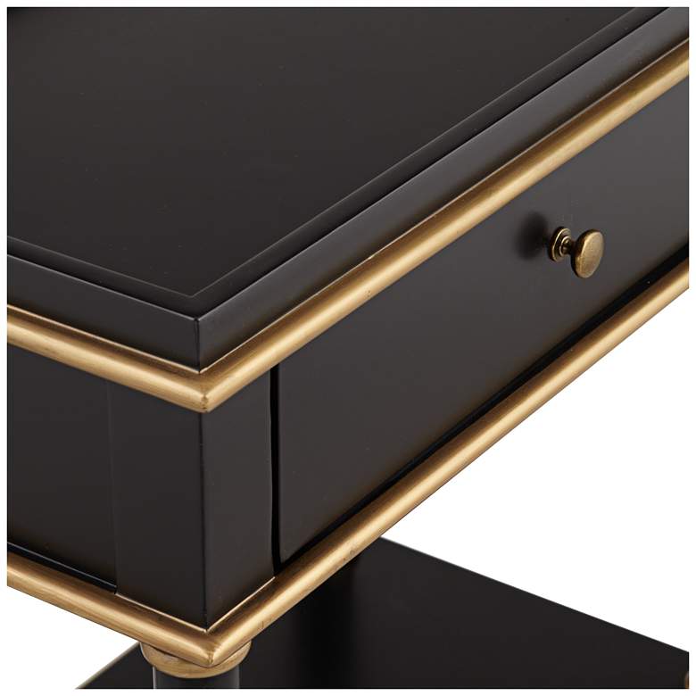 Image 3 Cason 24" Wide Black and Gold Rectangular Side Table with Drawer more views
