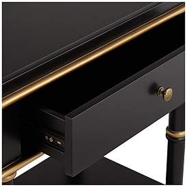 Image4 of Cason 24" Wide Black and Gold Rectangular Side Table with Drawer more views